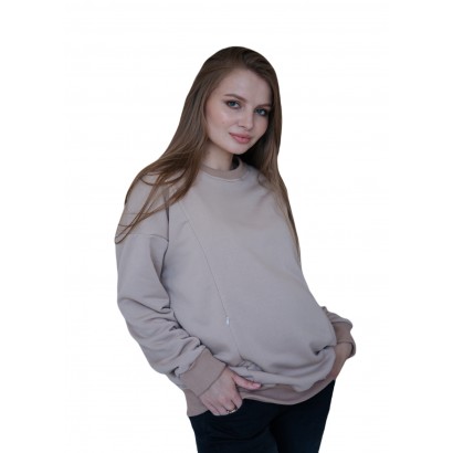 Свитшот свободного кроя для беременных с секретом для кормления Бежевый